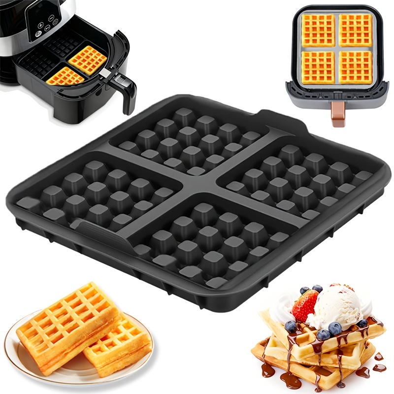 Mini Pancake Griddle - 正方形ワッフル型、ノンスティックエアフライヤー用ベーキングパン、ベルギーワッフルパンケーキ用再利用可能