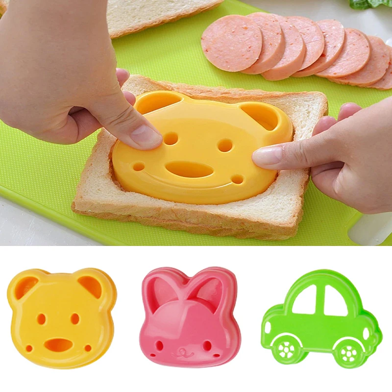 Bunny Cake Mold - 2 個サンドイッチ型クマ猫ウサギ車の形のパン型ケーキビスケットエンボス装置クラストクッキーカッターベーキングペストリーツール