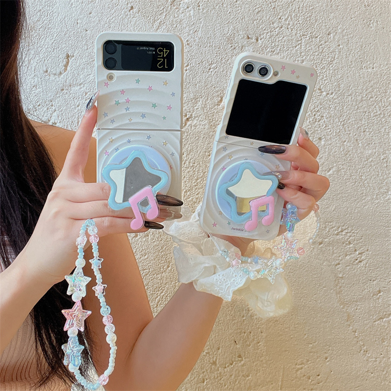 Taco Stand Holder - 韓国のかわいい小さな星柄マグネット式スマホケース、Samsung Galaxy Z Flip 8 7
