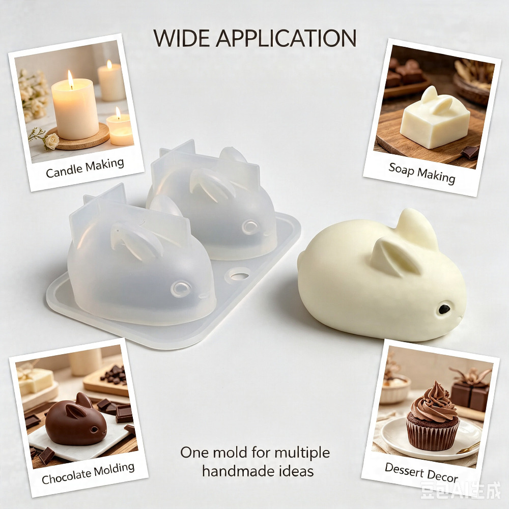 3D ミニウサギシリコンモールド食品グレード 2 キャビティ - Bunny Cake Mold のレビューと価格