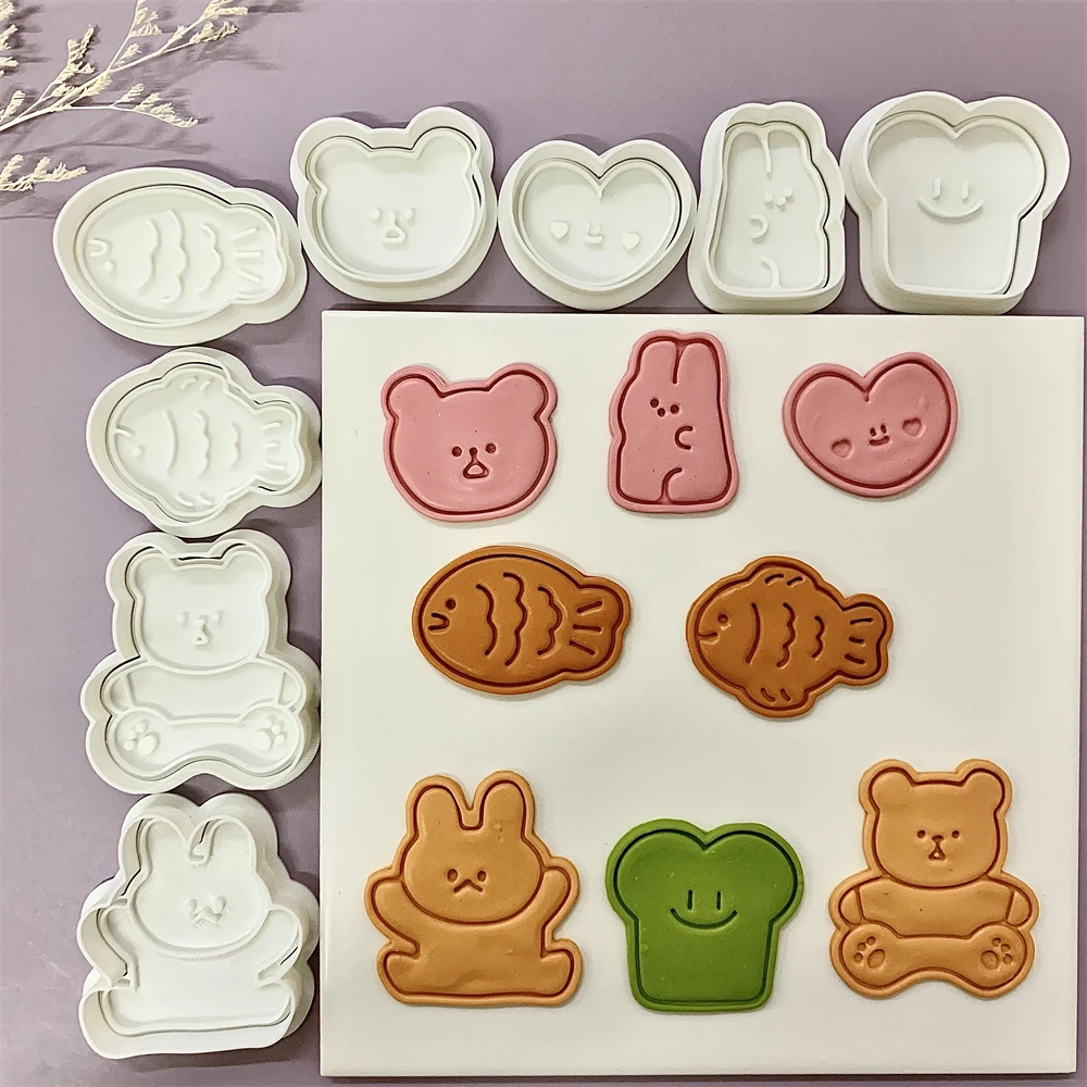 かわいい動物クッキーエンボススタンプ魚クマウサギケーキ型愛ハ - Bunny Cake Mold のレビューと価格