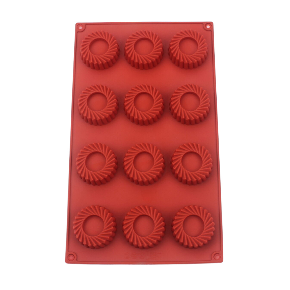 12穴円形渦巻き型シリコンケーキ型 DIY ムースデザートベ - Donut Mold Silicone のレビューと価格