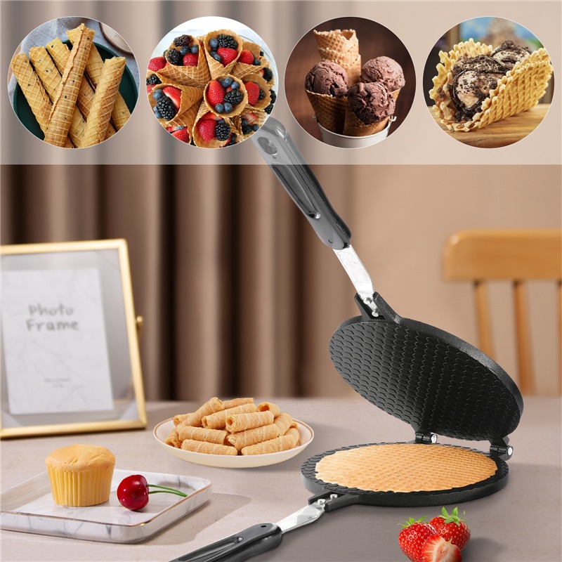 22センチメートルノンスティック卵ロールワッフルメーカーベー - Waffle Cone Maker のレビューと価格