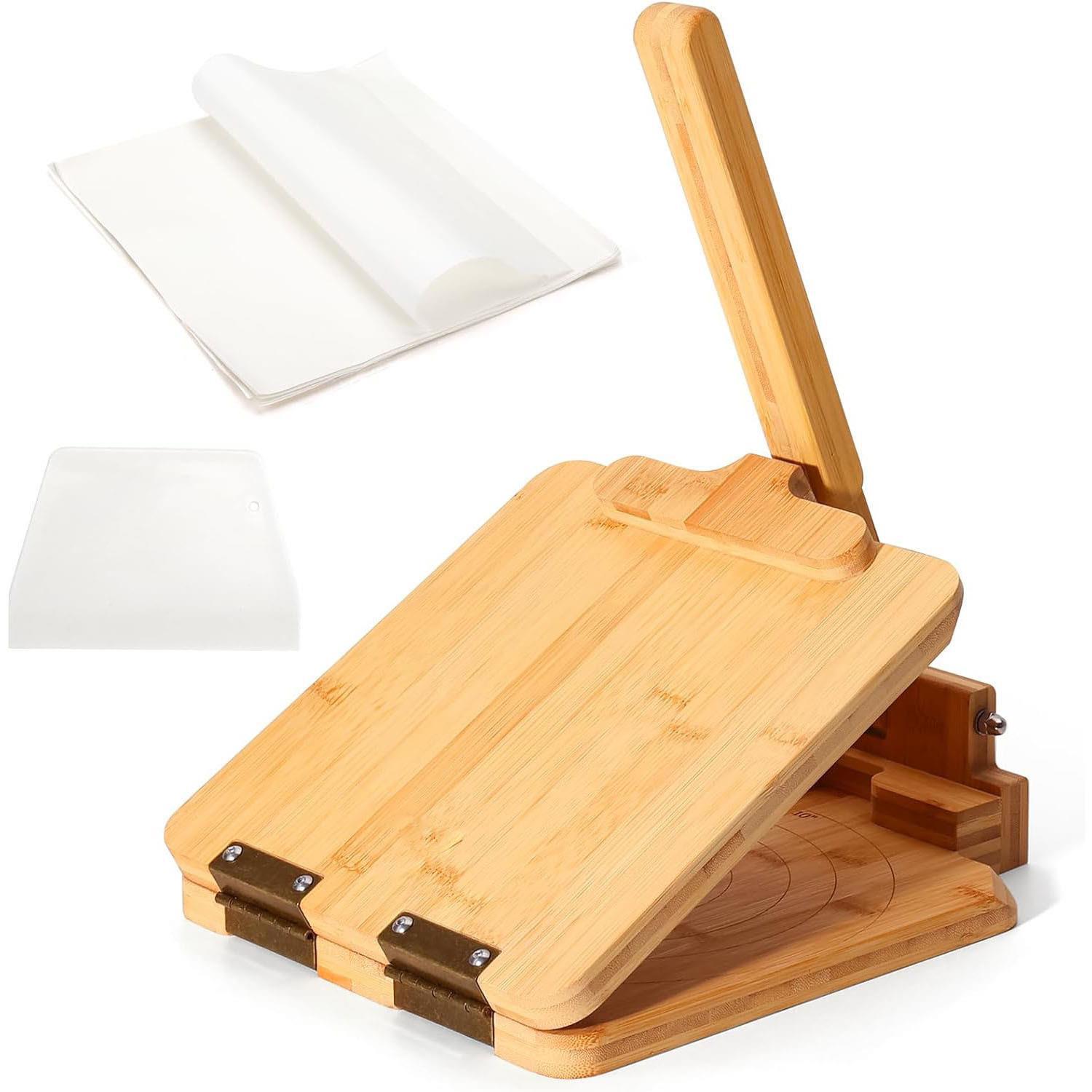 竹と木製のトルティーヤメーカー、餃子の皮を作るためのプレス機 - Dumpling Press Set のレビューと価格