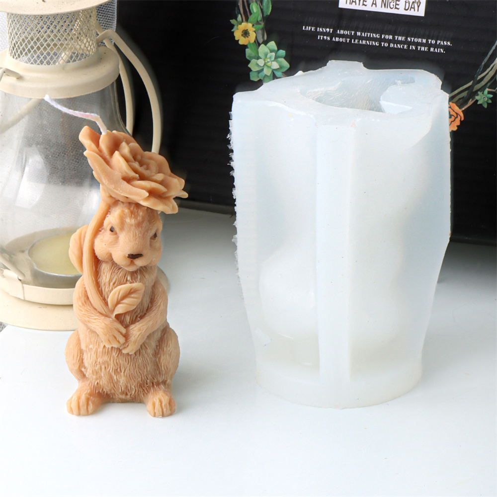 3D 花ウサギキャンドルシリコーン型 DIY 石鹸樹脂石膏動 - Bunny Cake Mold のレビューと価格