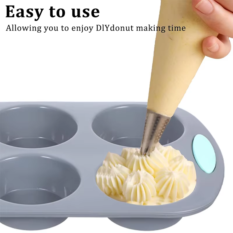 シリコン製溝付きケーキ型、ノンスティックキッチンオーブンベー - Donut Mold Silicone のレビューと価格