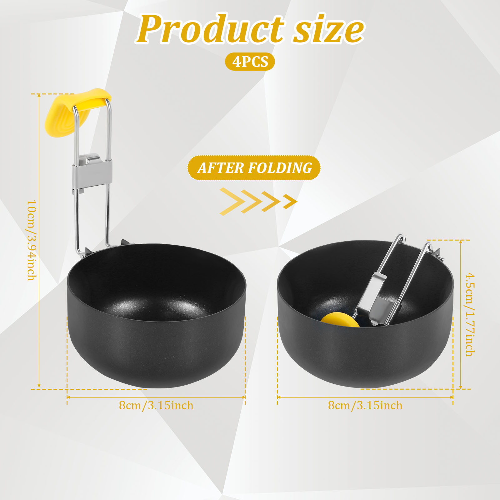 ステンレススチールエッグポーチャー4個パック、折りたたみエッ - Mini Pancake Griddle のレビューと価格